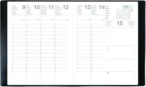 Exdi - 303001Q - Agenda Semainier MERCURE ML - Janvier à Décembre 2026 - Noir - 21 x 27 cm - Une semaine sur deux