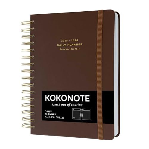 Kokonote - Agenda 2025-2026 Journalier Brownie Biscuit | Agenda Scolaire 12 mois, Format A5, Daily Planner pour Université, Lycée ou Étudiant